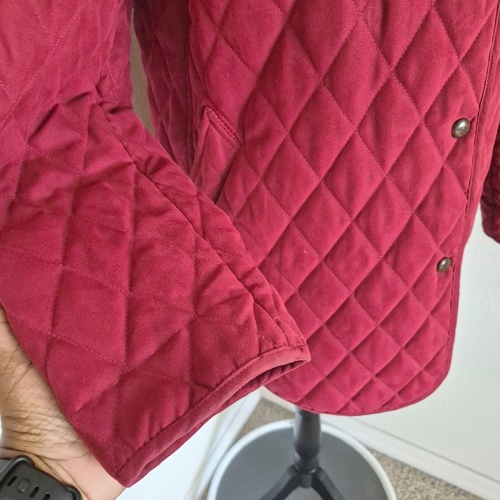 Vintage Talbots Red Quilted Jacket Barn Coat Paisley Lined M Classic Preppy - Picture 10 of 17